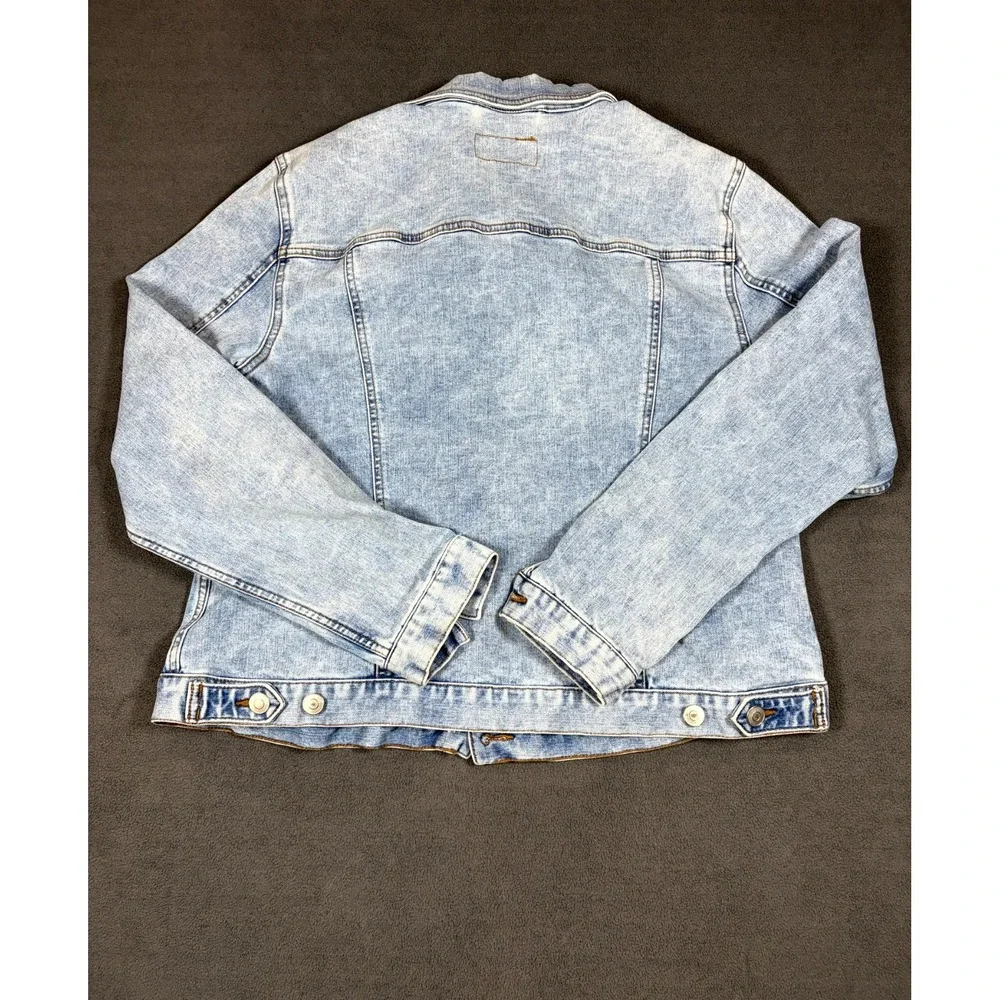 Time And Tru Trucker Jacket Women XL(16-18) Blue Denim Cotton Stretch Light Wash